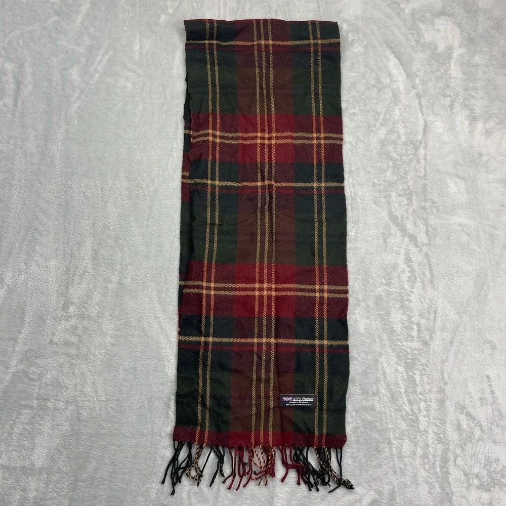 Mens Winter Cashmere Scarf Multi Tartan Plaid Luxurious Accessory Classic Fringe